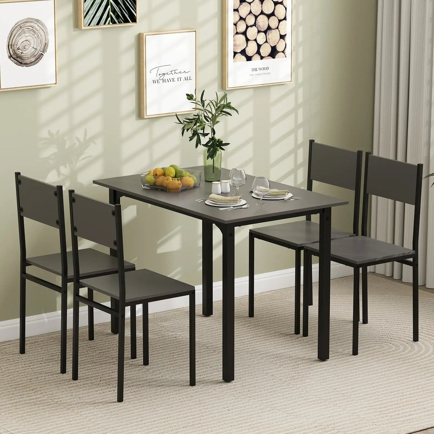 5 Piece Dining Table Set Industrial Style Kitchen Table and Chairs for 4 by DirectDeals
