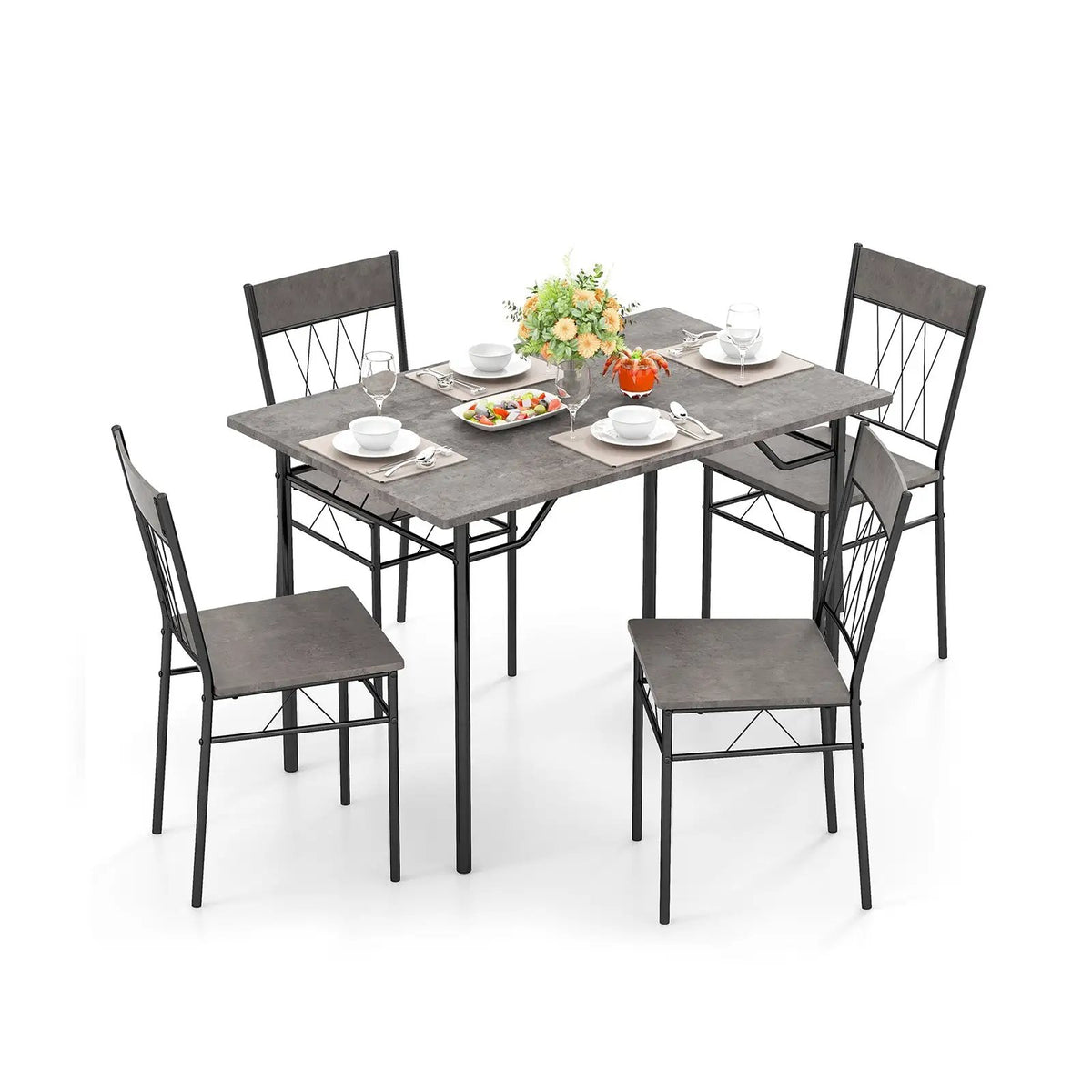 5-Piece Dining Table Set for 4 with Kitchen Table and 4 Dining Chairs by DirectDeals