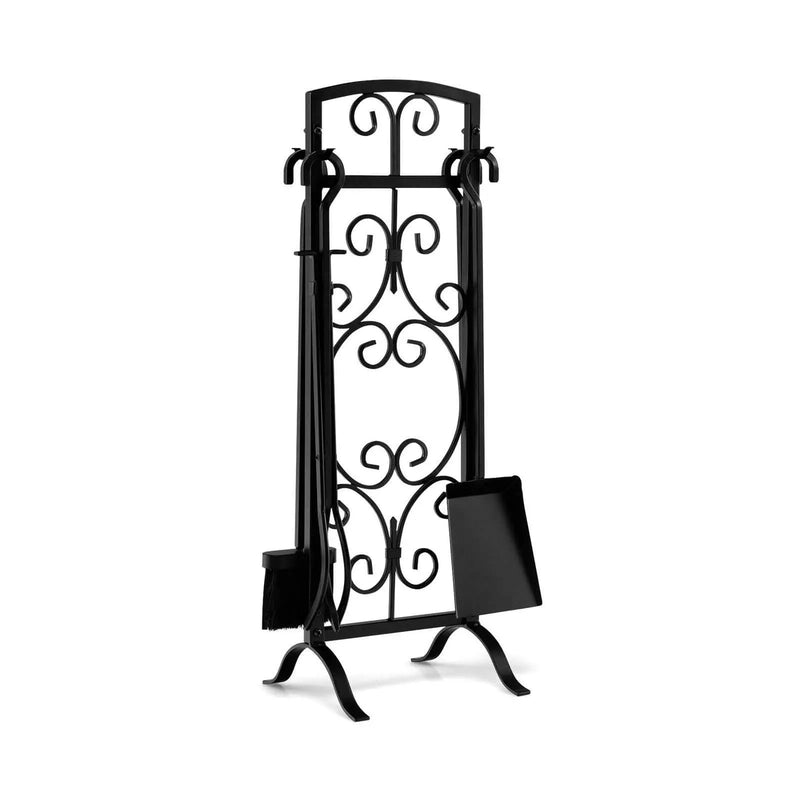 5 Piece Wrought Iron Fireplace Tools with Decor Holder-Black by DirectDeals