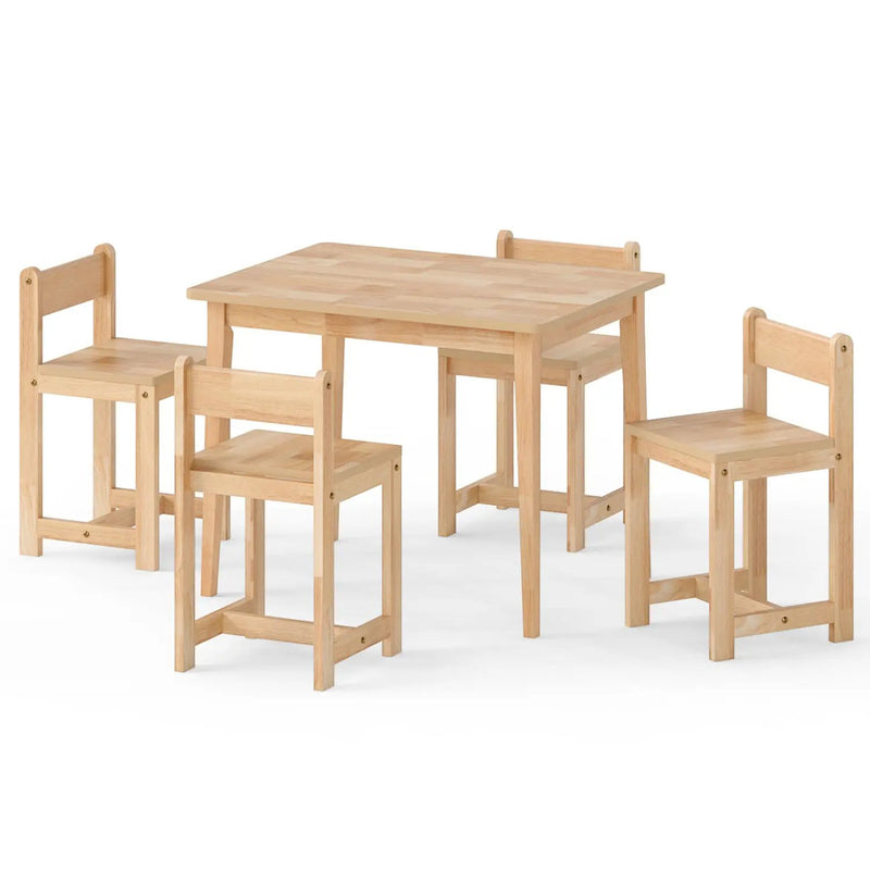 5-Piece Kids Table and Chairs Set Solid Rubber Wood Toddler Activity Table by DirectDeals