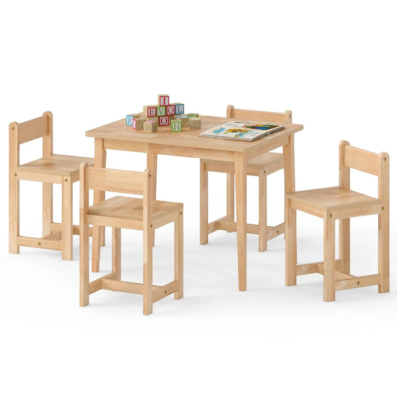 5-Piece Kids Table and Chairs Set Solid Rubber Wood Toddler Activity Table by DirectDeals