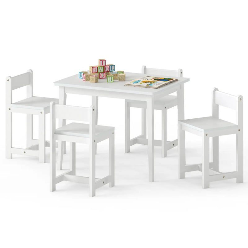 5-Piece Kids Table and Chairs Set Solid Rubber Wood Toddler Activity Table by DirectDeals