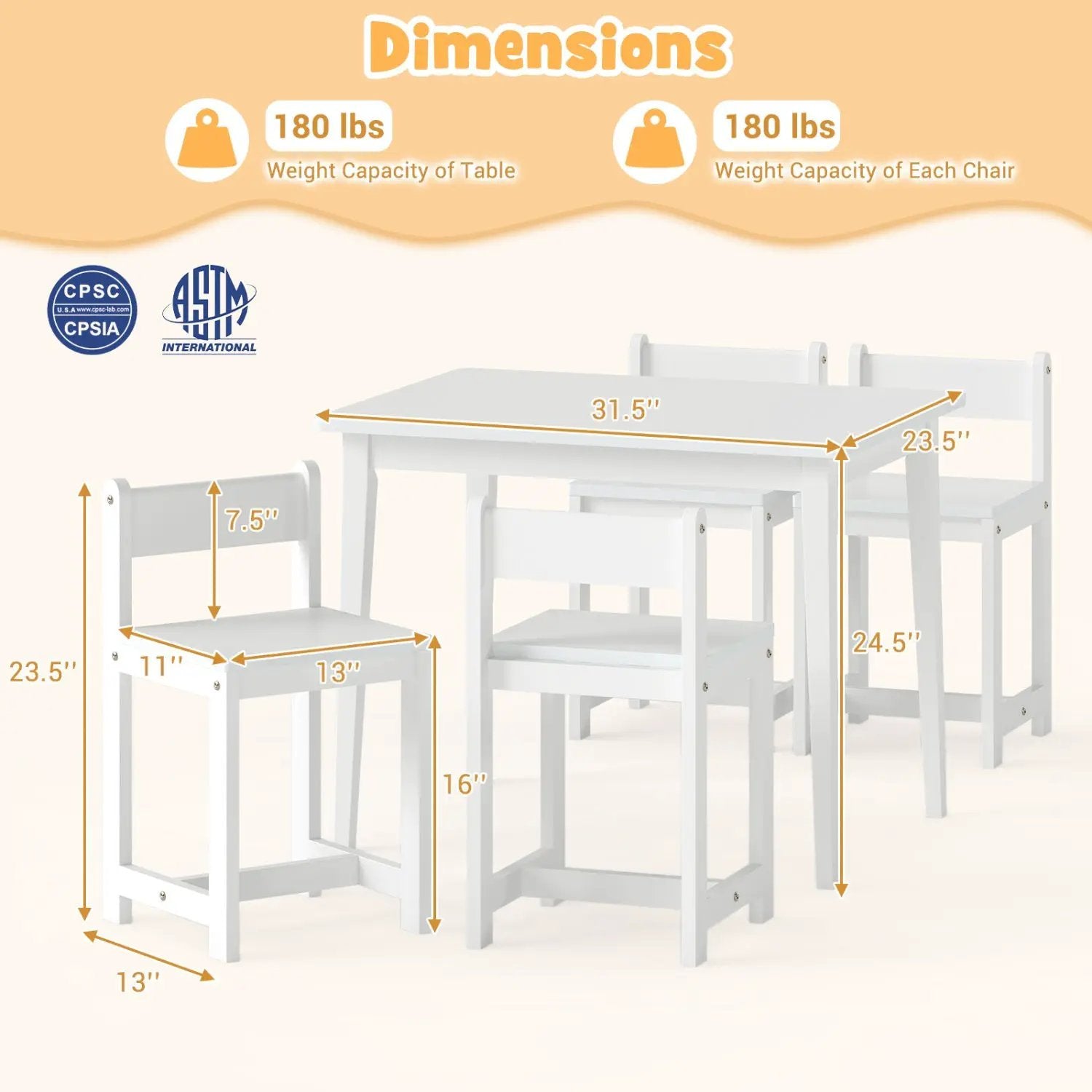 5-Piece Kids Table and Chairs Set Solid Rubber Wood Toddler Activity Table by DirectDeals