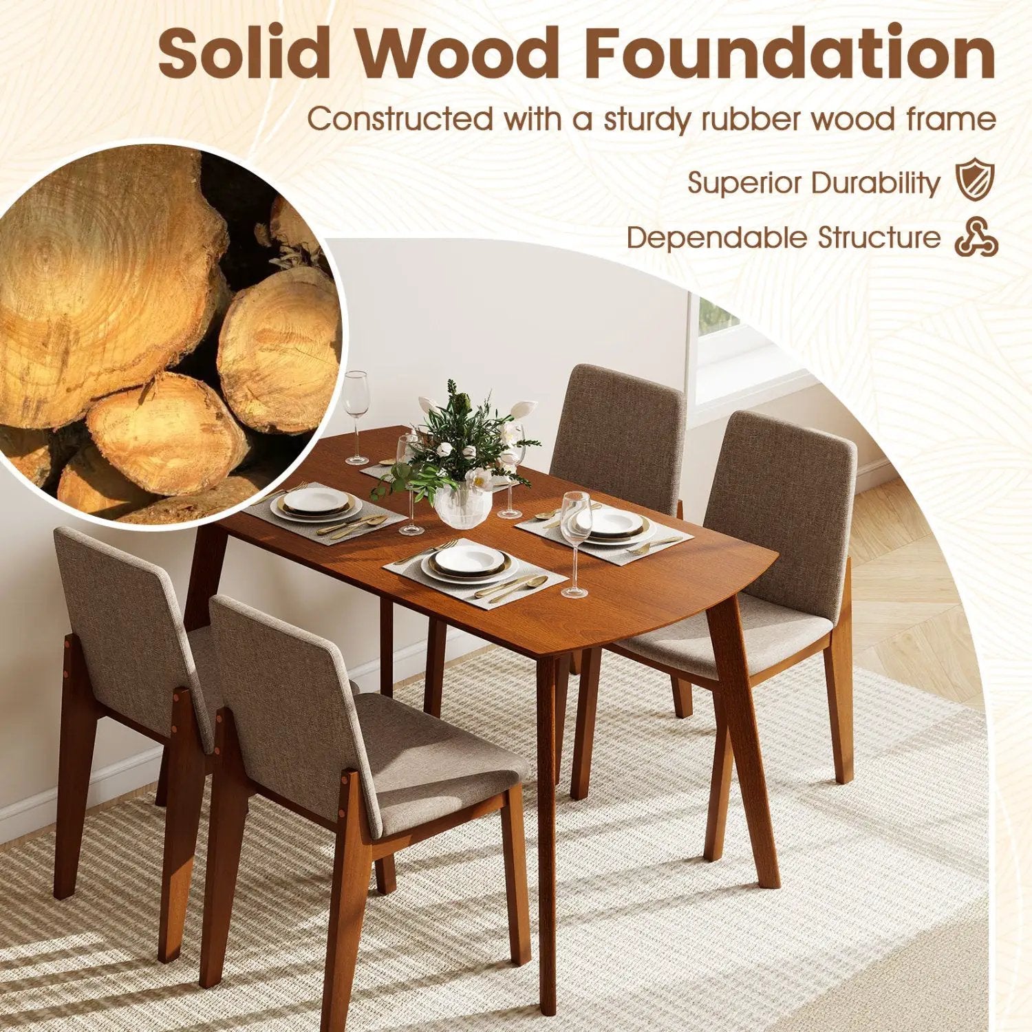 5-Piece Kitchen Table and Upholstered Chairs by DirectDeals