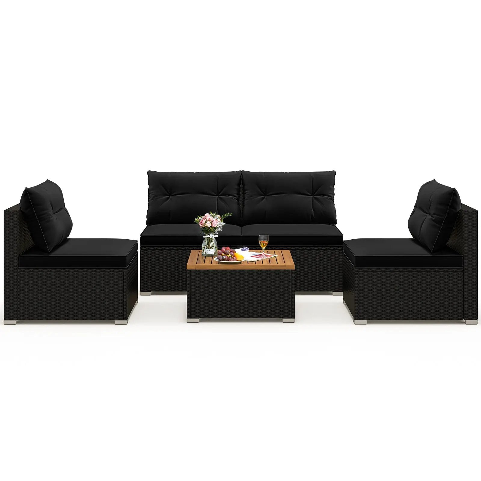 5 Piece Outdoor Furniture Set with Solid Tabletop and Soft Cushions by DirectDeals