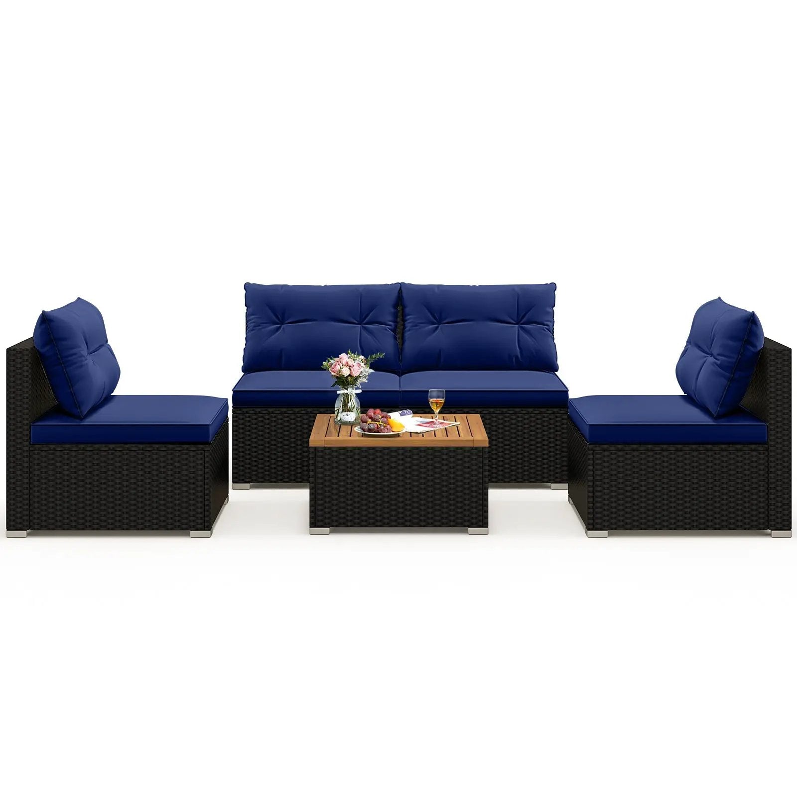 5 Piece Outdoor Furniture Set with Solid Tabletop and Soft Cushions by DirectDeals