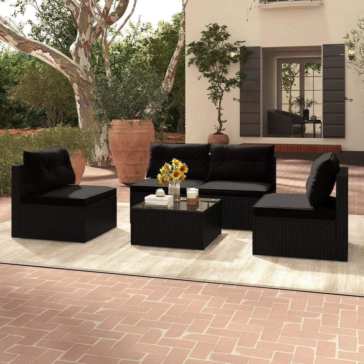 5-Piece Outdoor Patio Furniture Set with Cushions and Coffee Table by DirectDeals