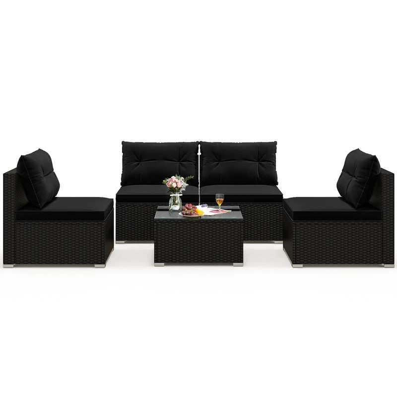 5-Piece Outdoor Patio Furniture Set with Cushions and Coffee Table by DirectDeals
