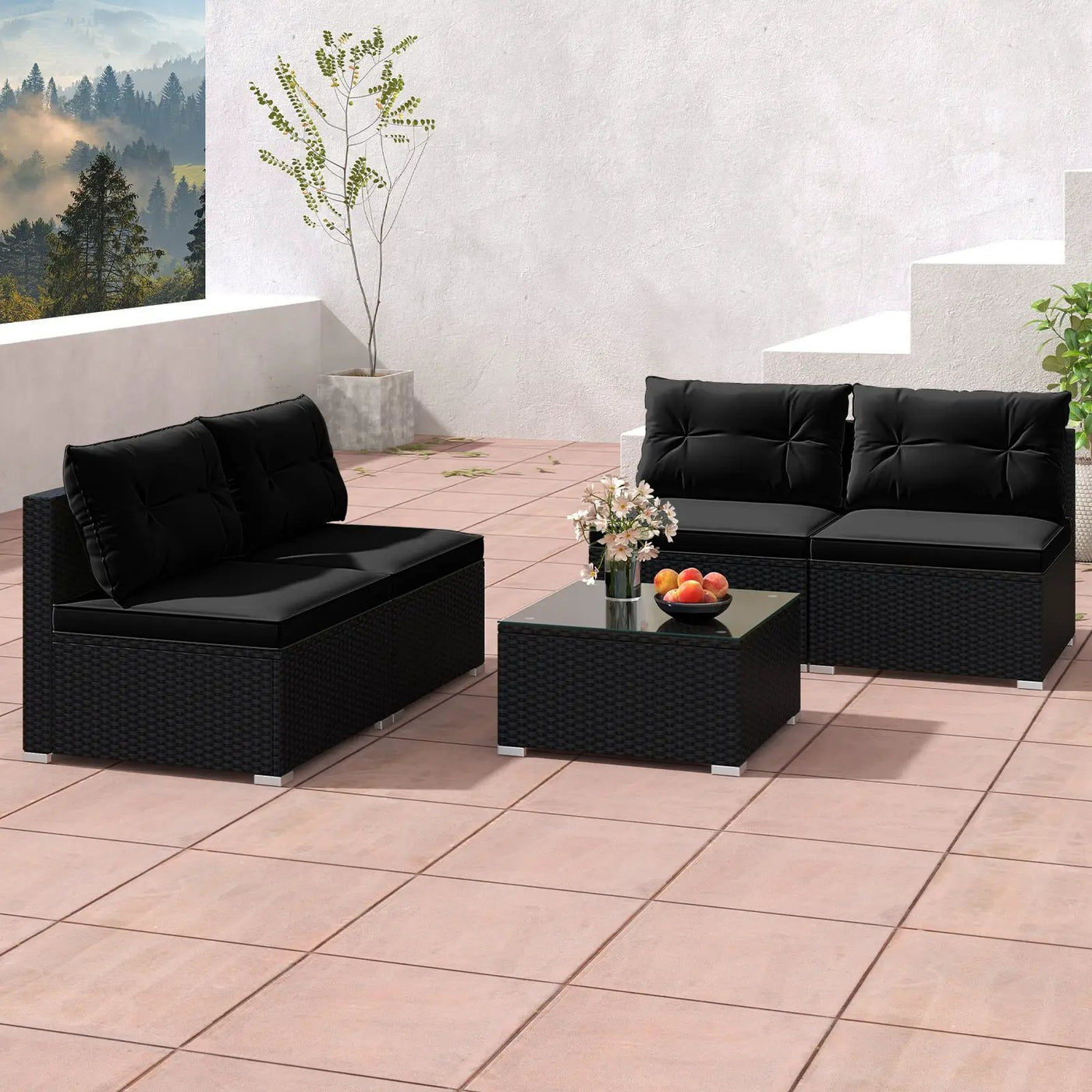 5-Piece Outdoor Patio Furniture Set with Cushions and Coffee Table by DirectDeals