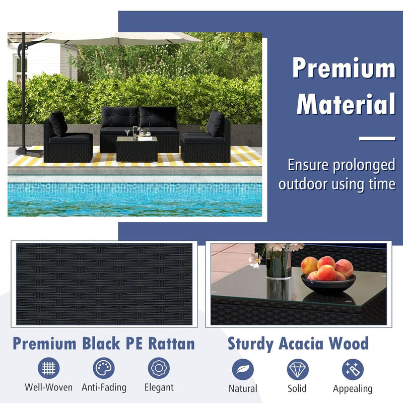 5-Piece Outdoor Patio Furniture Set with Cushions and Coffee Table by DirectDeals