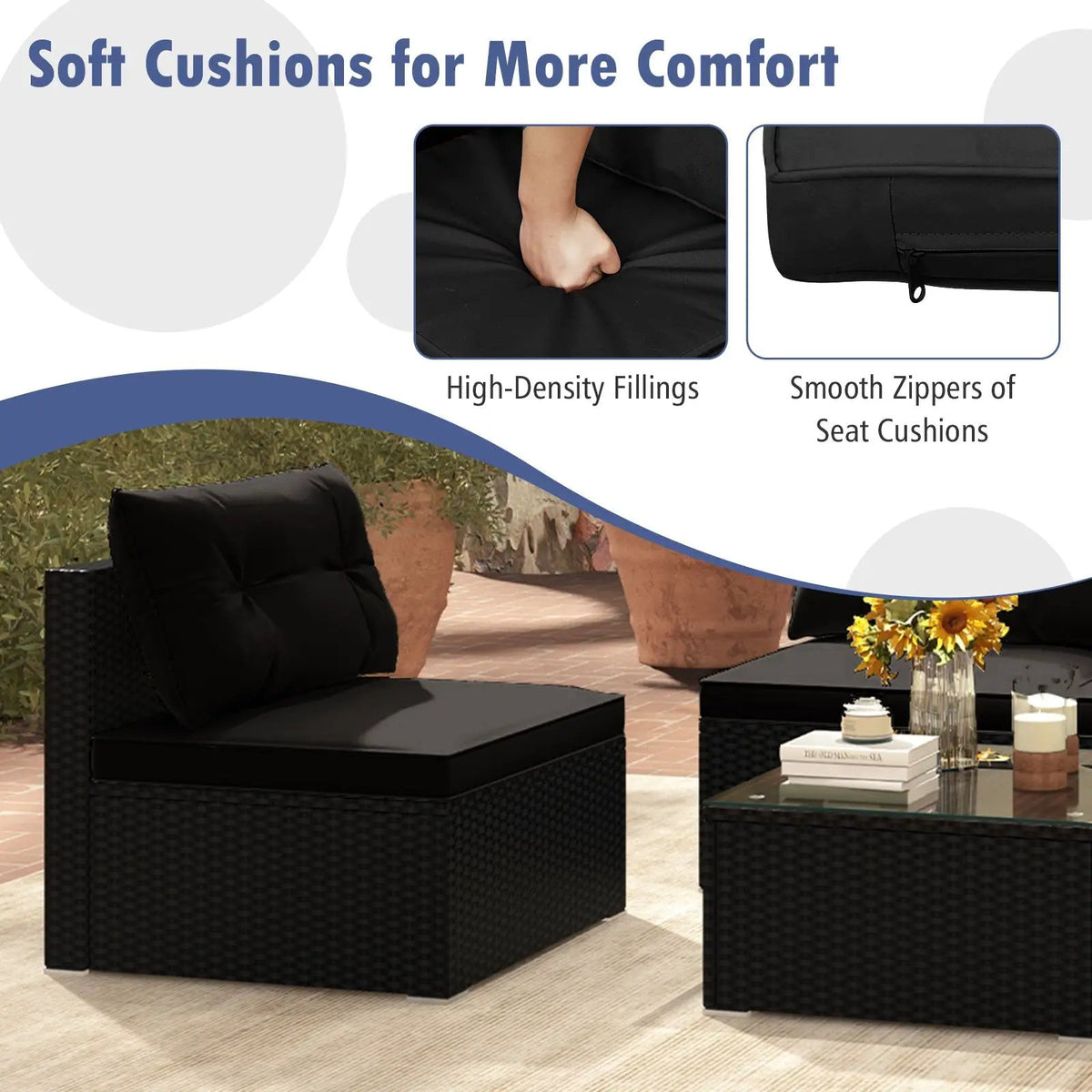 5-Piece Outdoor Patio Furniture Set with Cushions and Coffee Table by DirectDeals