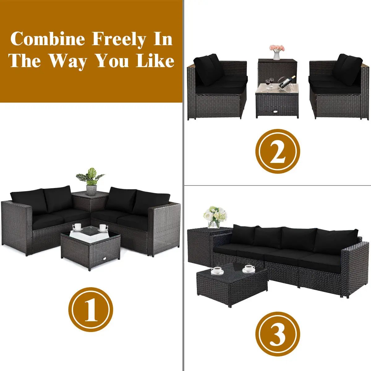 5 Piece Patio Furniture Set with 50000 BTU Propane Fire Pit Table by DirectDeals