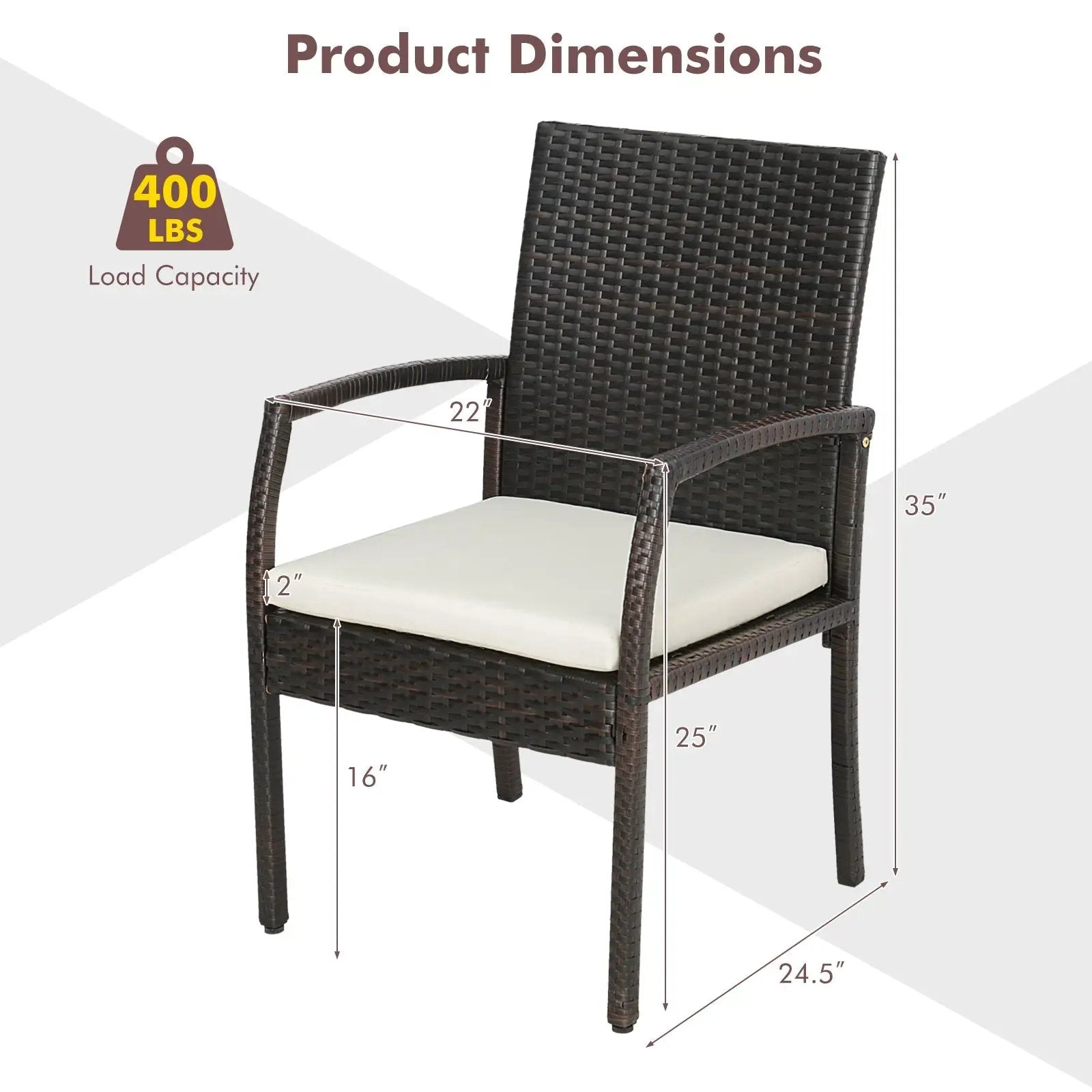 5 Pieces Patio Rattan Dining Set with Umbrella Hole and Seat Cushions by DirectDeals
