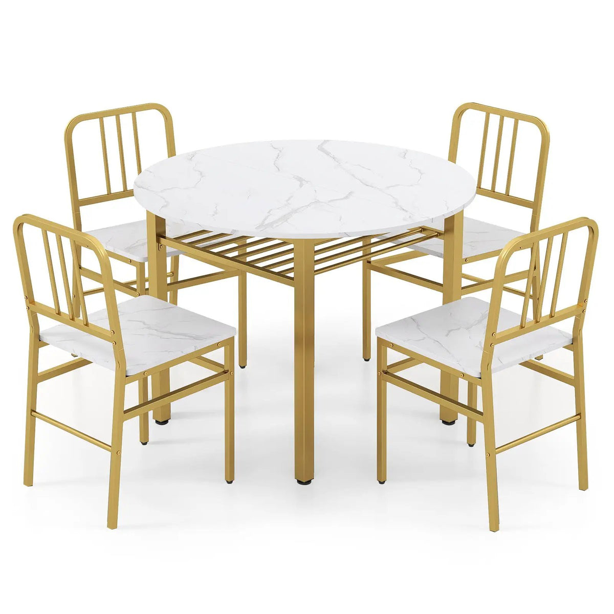 5-Piece Round Dining Table Set with Storage Shelf for Dining Room by DirectDeals