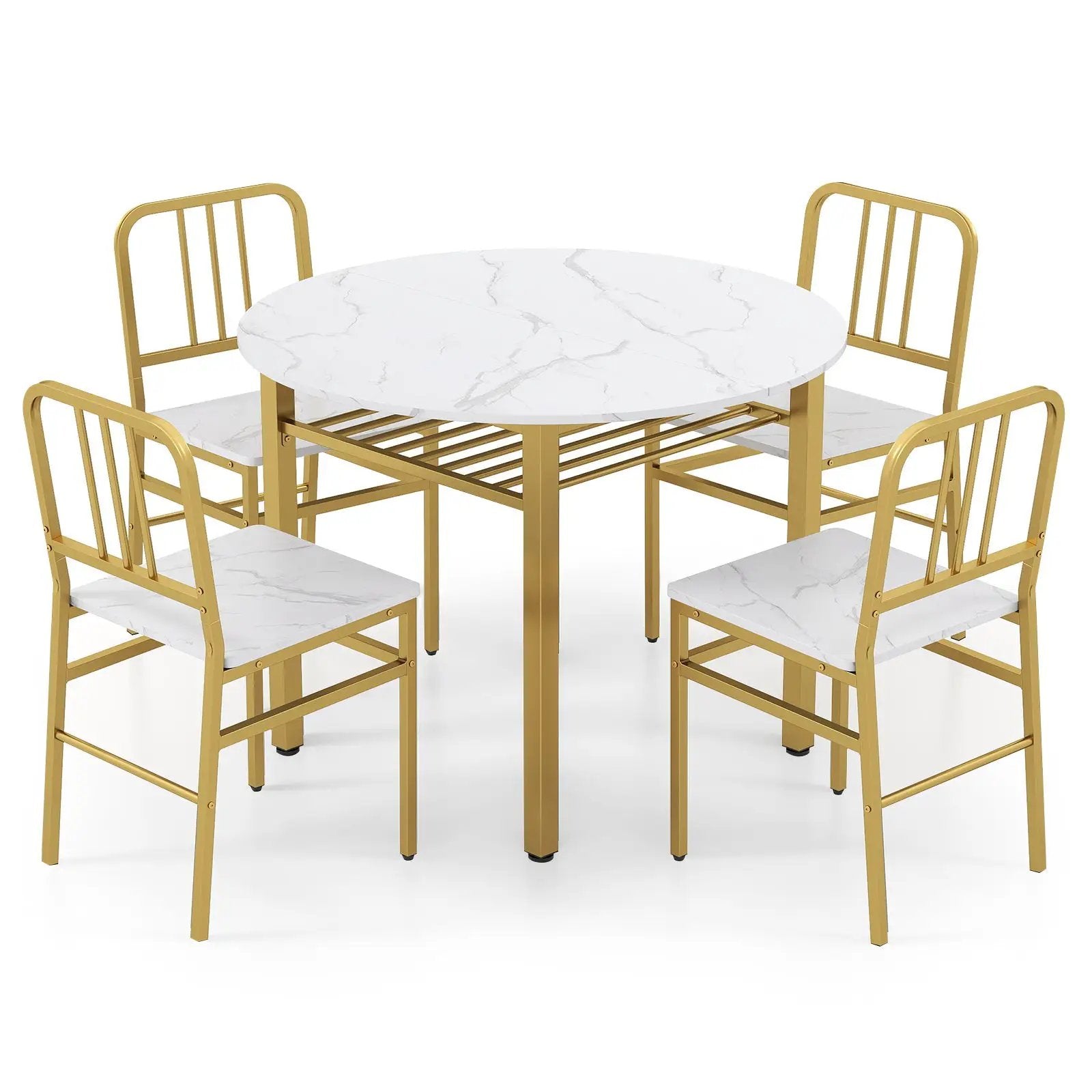 5-Piece Round Dining Table Set with Storage Shelf for Dining Room by DirectDeals