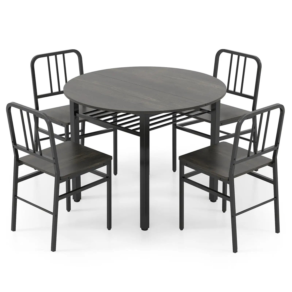 5-Piece Round Dining Table Set with Storage Shelf for Dining Room by DirectDeals