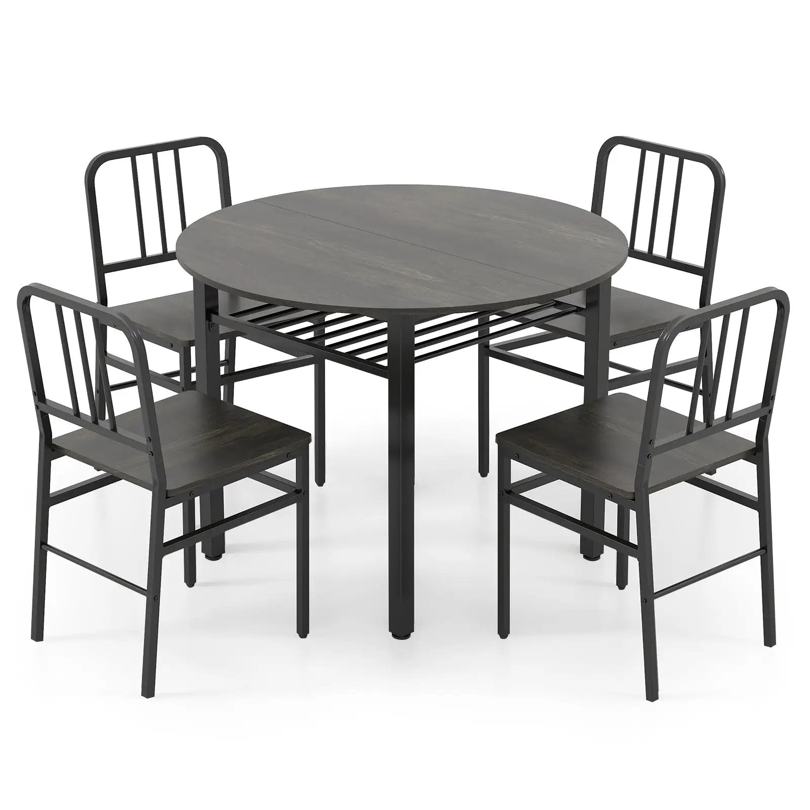 5-Piece Round Dining Table Set with Storage Shelf for Dining Room by DirectDeals