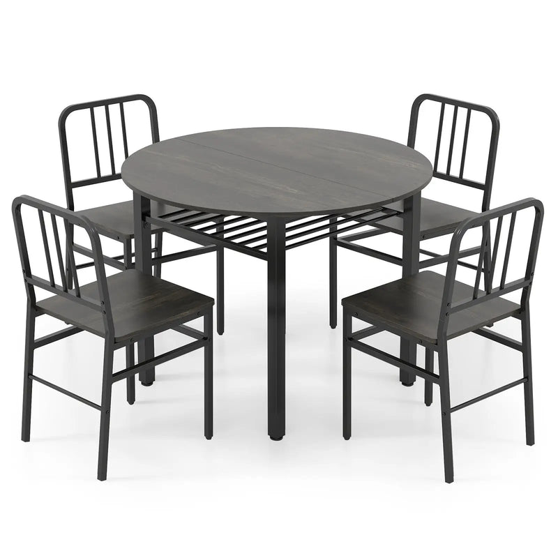 5-Piece Round Dining Table Set with Storage Shelf for Dining Room by DirectDeals