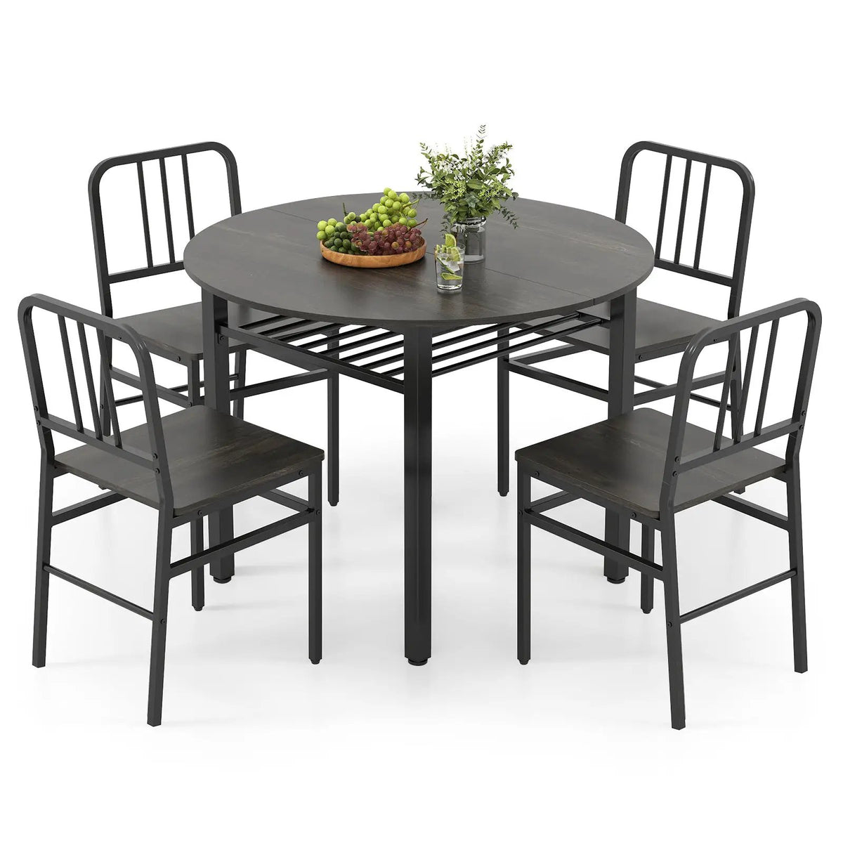 5-Piece Round Dining Table Set with Storage Shelf for Dining Room by DirectDeals