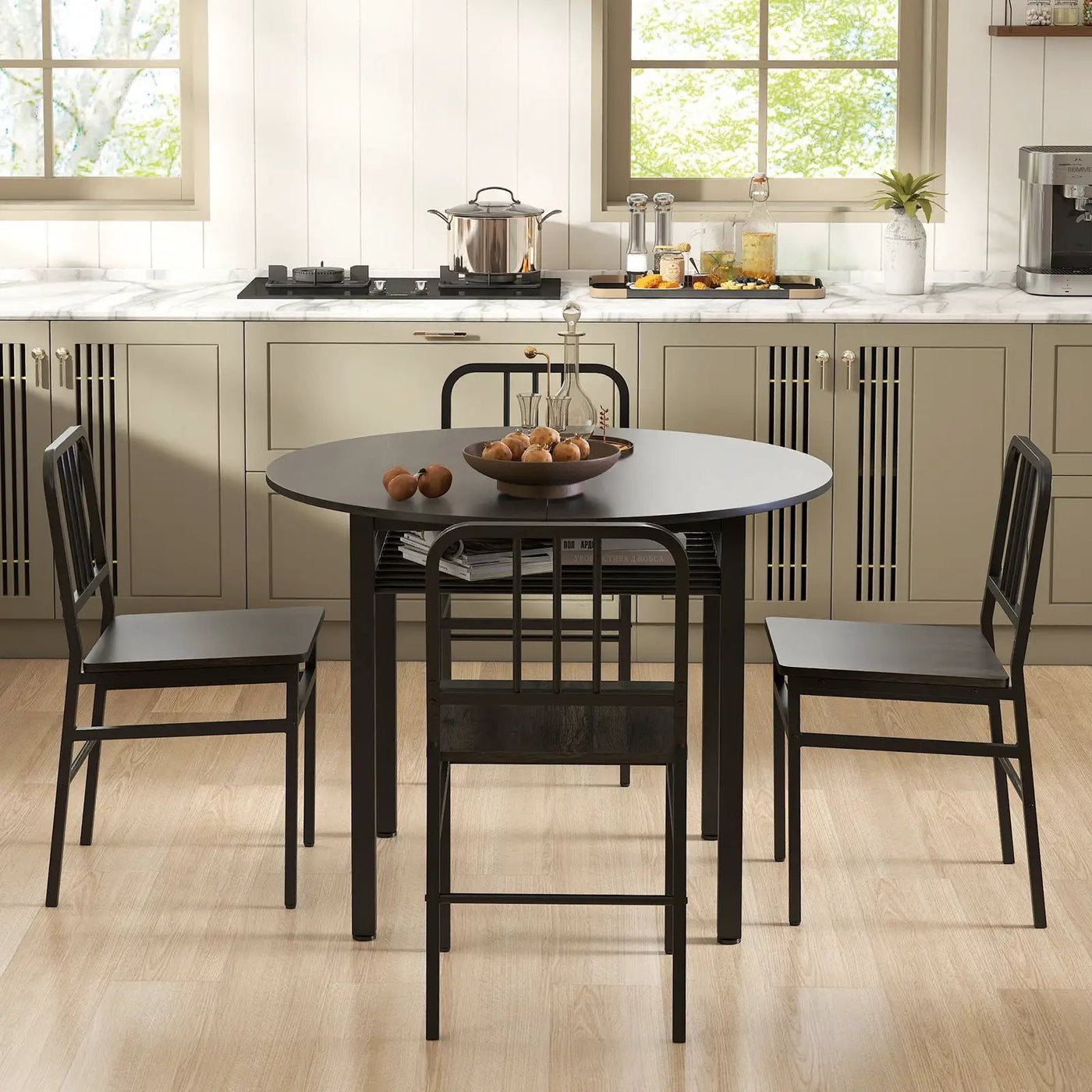 5-Piece Round Dining Table Set with Storage Shelf for Dining Room by DirectDeals
