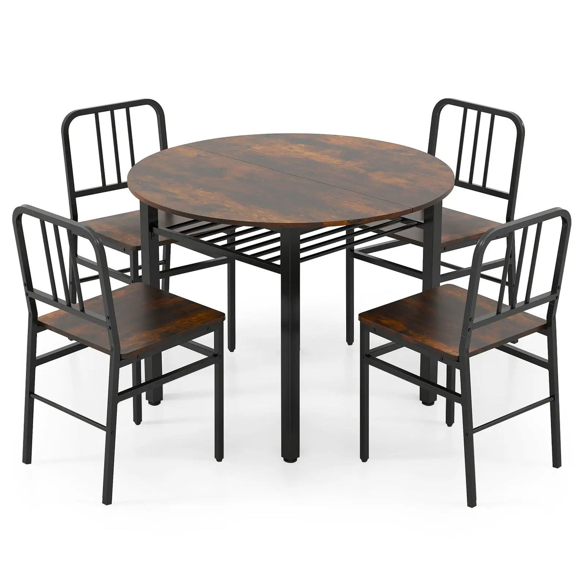 5-Piece Round Dining Table Set with Storage Shelf for Dining Room by DirectDeals