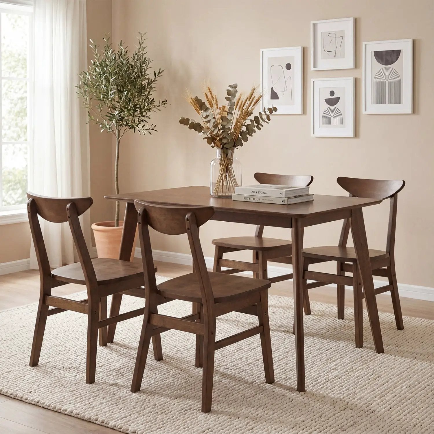 5-Piece Solid Wood Dining Table Set for Small Space by DirectDeals