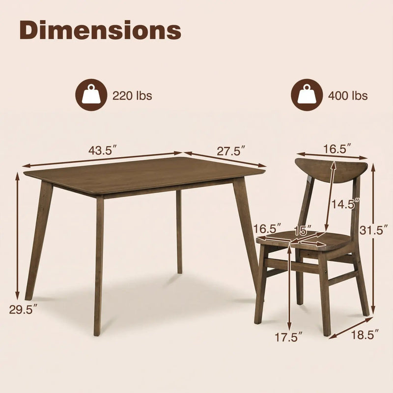 5-Piece Solid Wood Dining Table Set for Small Space by DirectDeals