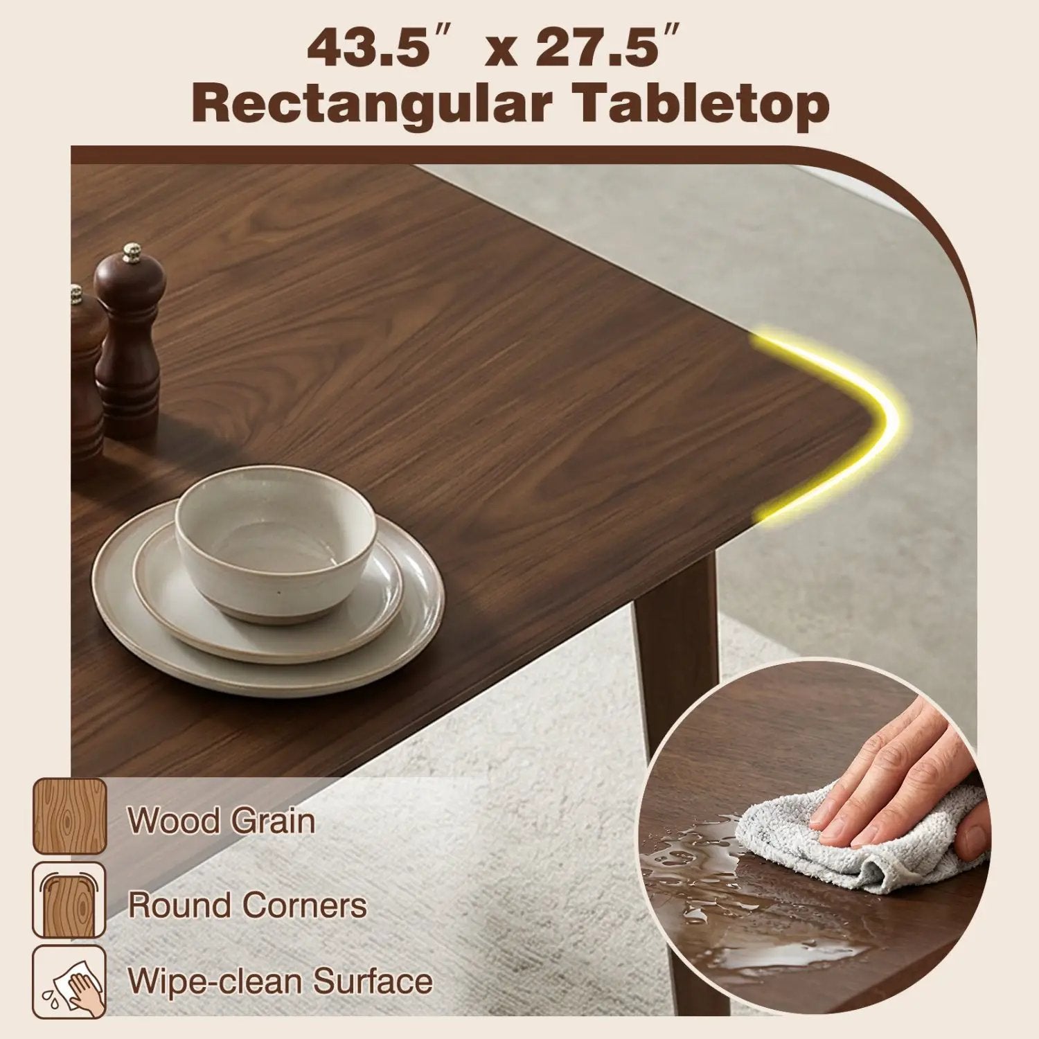 5-Piece Solid Wood Dining Table Set for Small Space by DirectDeals