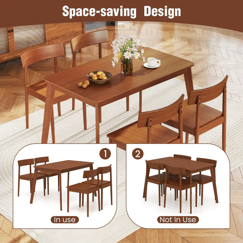 5 Piece Wood Dining Table Set with Rubber Wood Frame and 4 Chairs-Walnut by DirectDeals