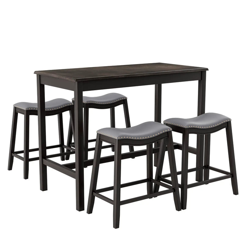 5-Piece Dining Set with 4 Upholstered Stools by DirectDeals