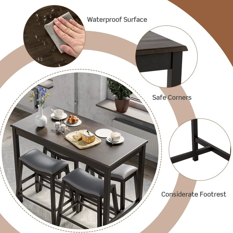 5-Piece Dining Set with 4 Upholstered Stools by DirectDeals