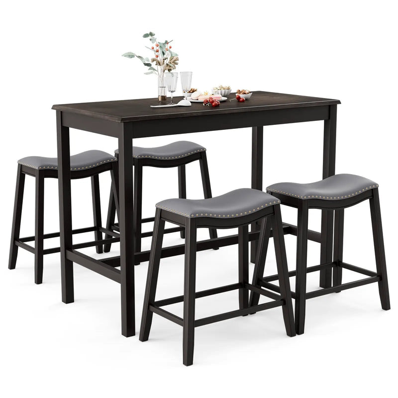 5-Piece Dining Set with 4 Upholstered Stools by DirectDeals