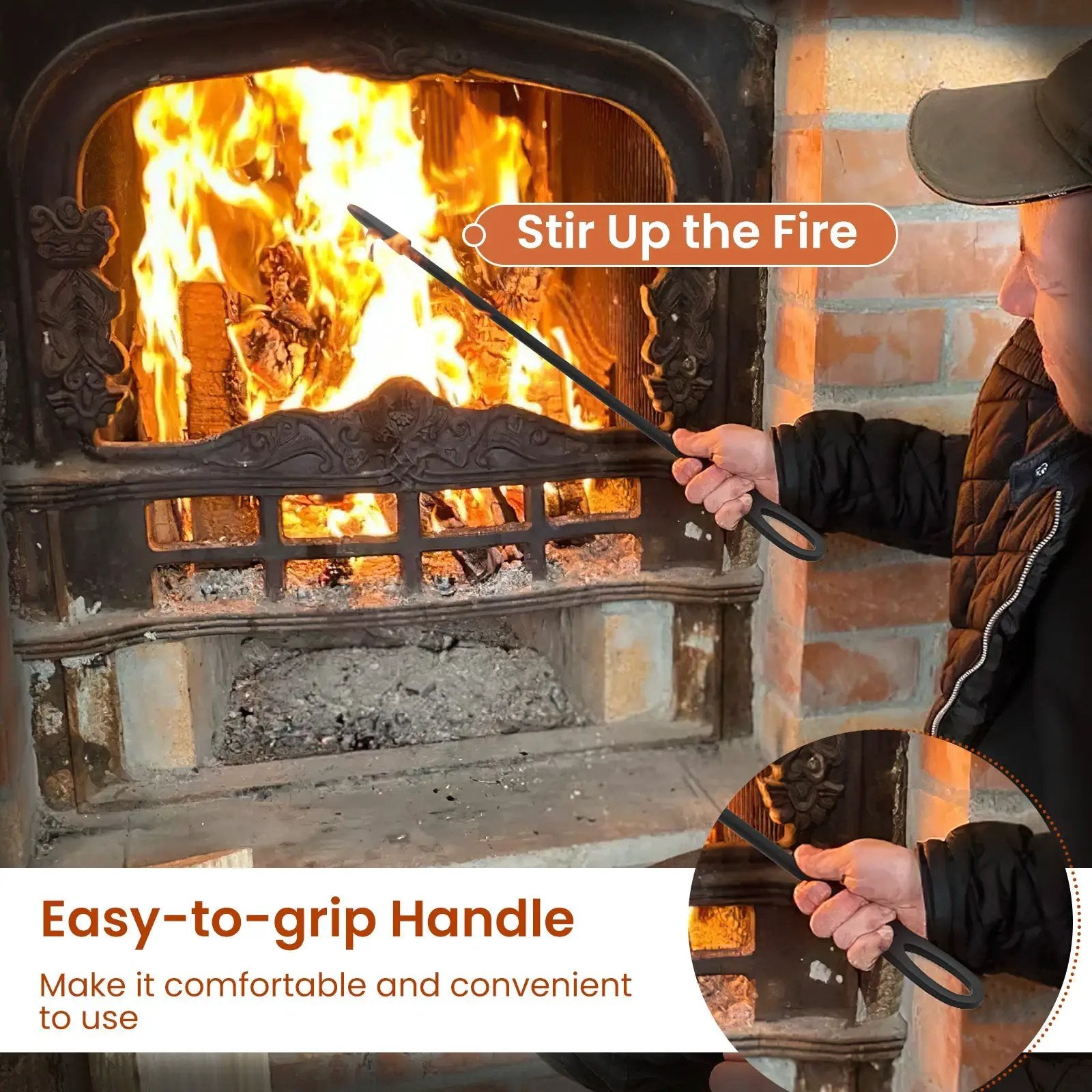 5 Pieces Fireplace Tool Set Fireplace Accessories with Poker by DirectDeals
