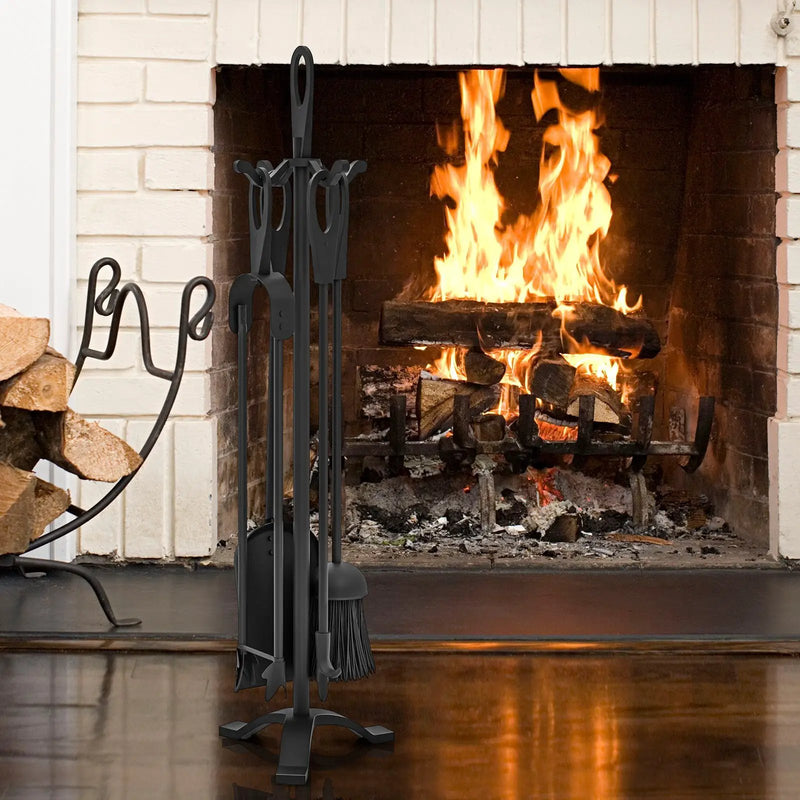 5 Pieces Fireplace Tool Set Fireplace Accessories with Poker by DirectDeals