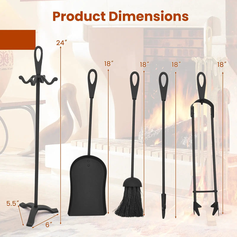 5 Pieces Fireplace Tool Set Fireplace Accessories with Poker by DirectDeals