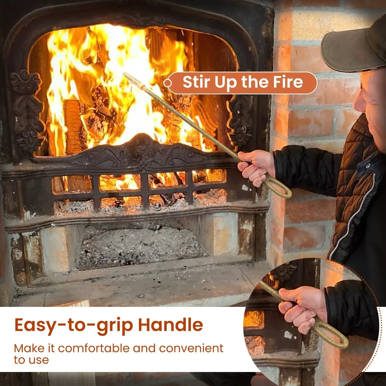 5 Pieces Fireplace Tool Set Fireplace Accessories with Poker by DirectDeals