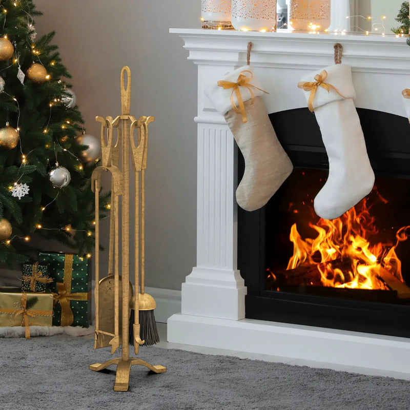 5 Pieces Fireplace Tool Set Fireplace Accessories with Poker by DirectDeals
