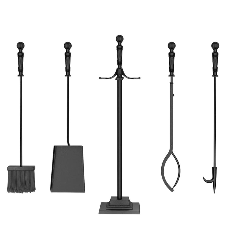 5-Pieces Fireplace Tool Set Indoor Outdoor Fire Place Set Tools with Aluminum Handles by DirectDeals