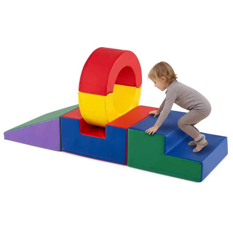 5 Pieces Kids Climbing Toys with PU Leather Cover-Multicolor by DirectDeals
