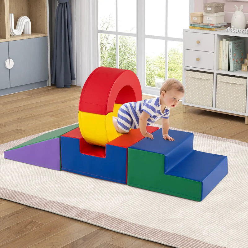 5 Pieces Kids Climbing Toys with PU Leather Cover-Multicolor by DirectDeals