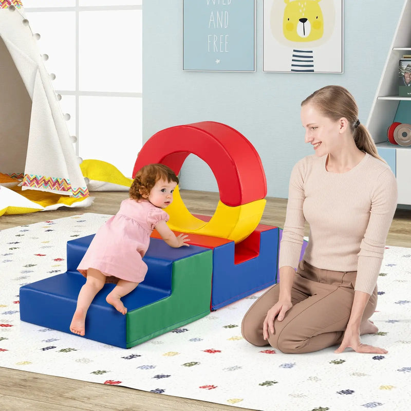 5 Pieces Kids Climbing Toys with PU Leather Cover-Multicolor by DirectDeals