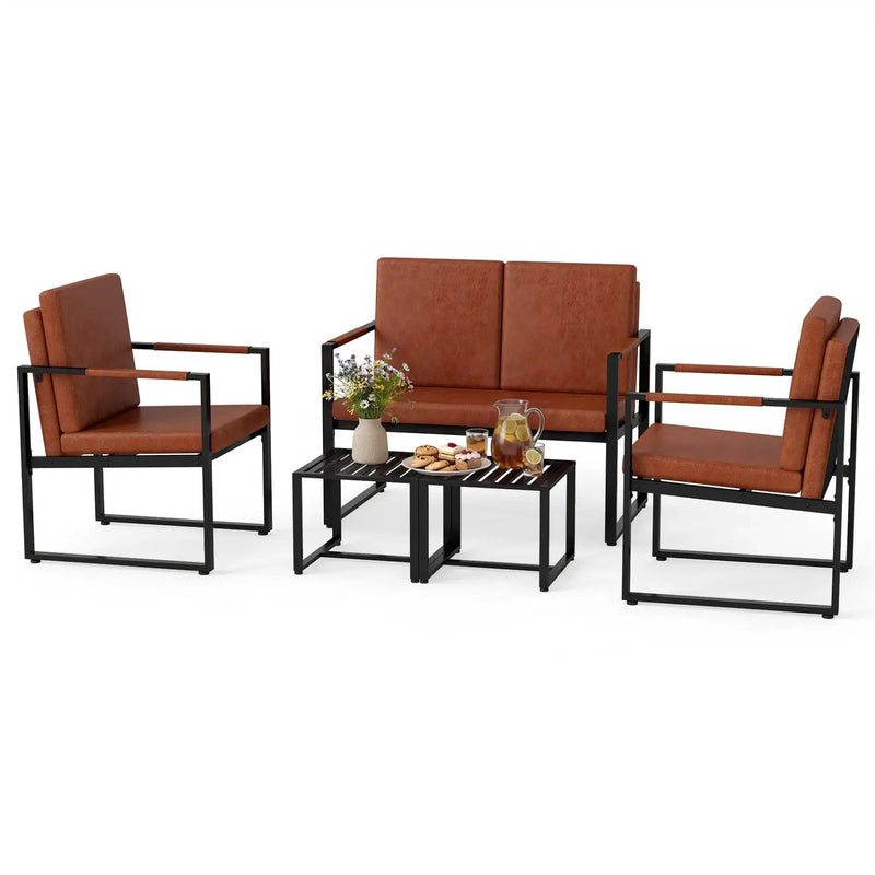 5 Pieces Living Room Set with 2 Accent Chairs and 2 Coffee Tables by DirectDeals