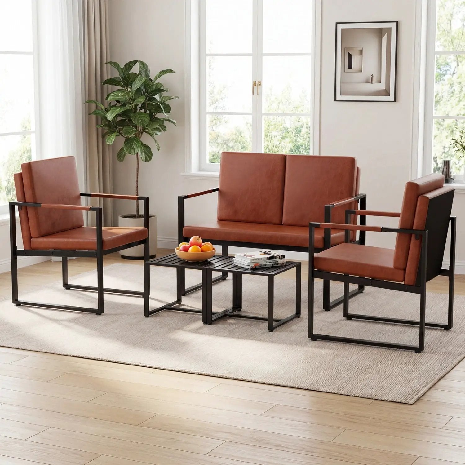 5 Pieces Living Room Set with 2 Accent Chairs and 2 Coffee Tables by DirectDeals