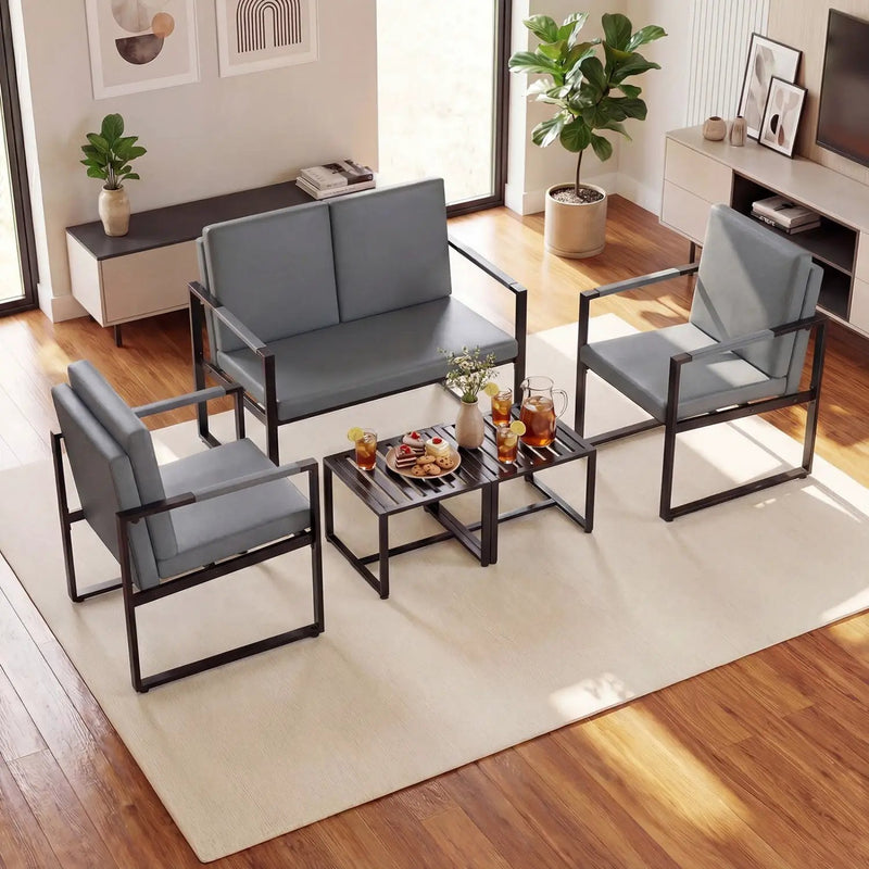 5 Pieces Living Room Set with 2 Accent Chairs and 2 Coffee Tables by DirectDeals