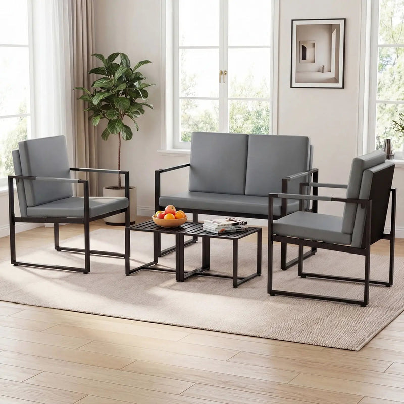 5 Pieces Living Room Set with 2 Accent Chairs and 2 Coffee Tables by DirectDeals