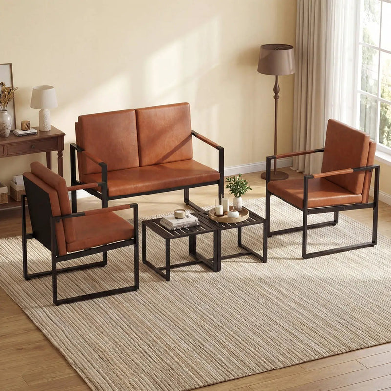 Set of 2 Metal End Tables with Slatted Tabletop-Black by DirectDeals