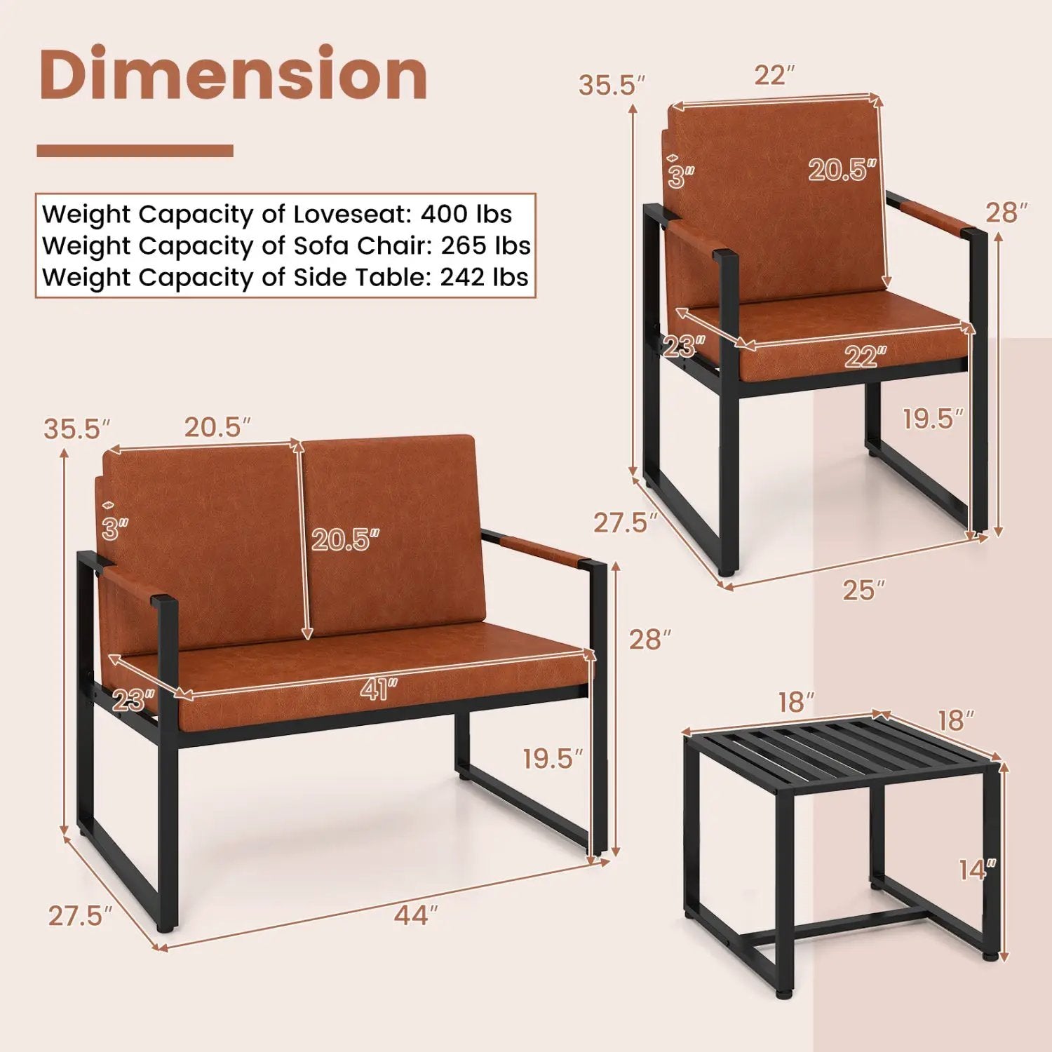 Set of 2 Metal End Tables with Slatted Tabletop-Black by DirectDeals