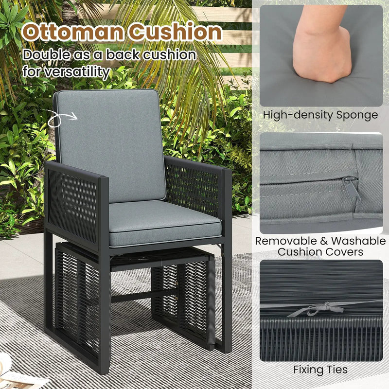 5 Pieces Outdoor Conversation Set with Removable Cushions for Backyard Porch-Gray by DirectDeals