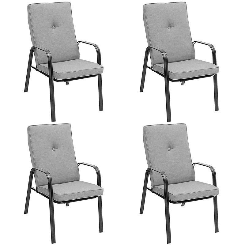 5 Pieces Outdoor Dining Set with 4 Stackable Chair and High-Back Cushions by DirectDeals