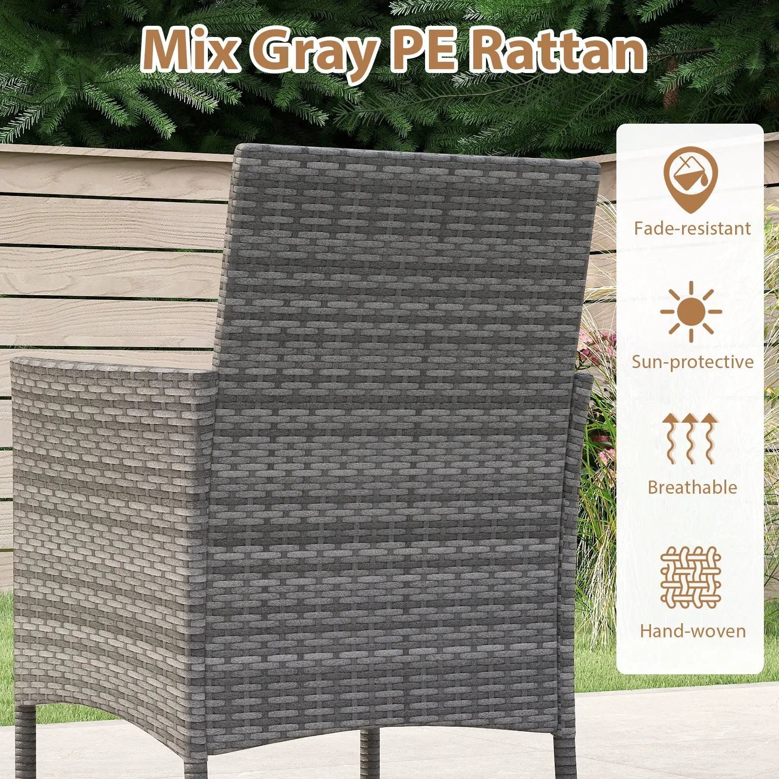 5 Pieces PE Wicker Patio Dining Set Outdoor Acacia Wood Table and Chairs-Black by DirectDeals